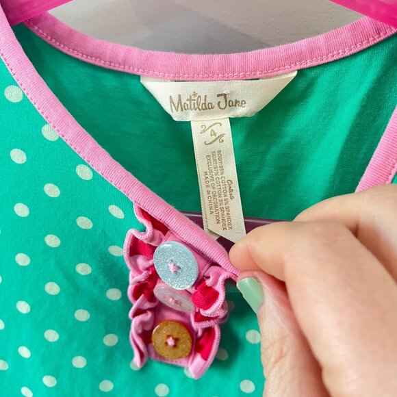 Matilda Jane Girls Dress Polka Dot & Gingerbread Print Long Sleeve Size 4 - Picture 3 of 5